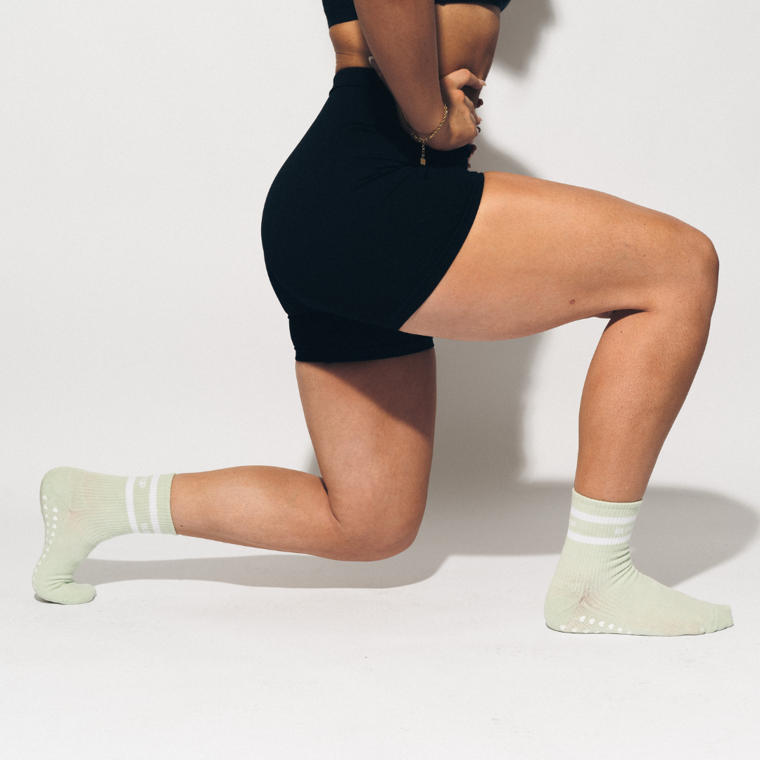 White & Beige Pilates Grip Socks
